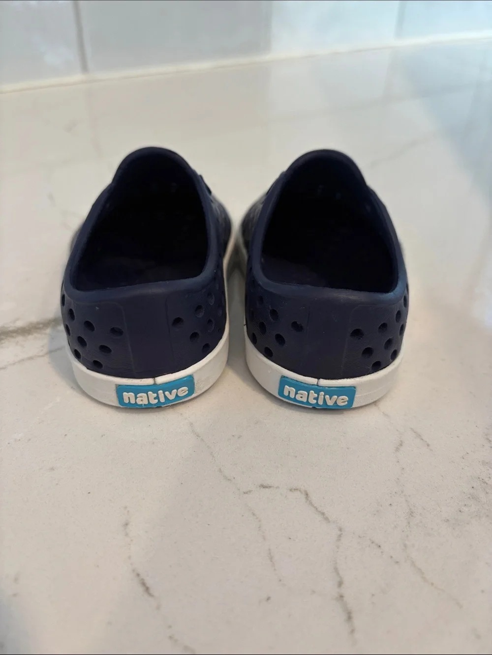 Native Kids Slip-On Water Shoes in Navy and White